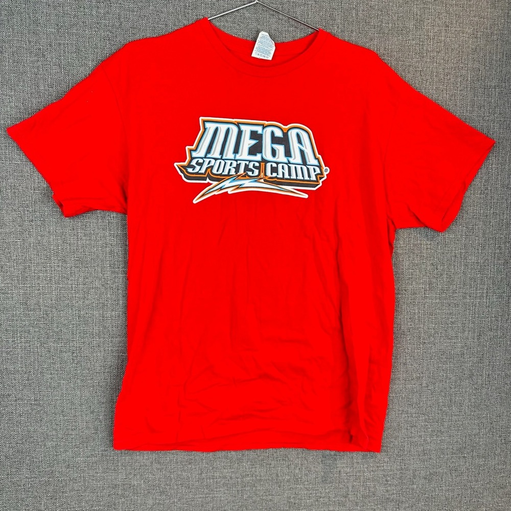 Mega Sports Camp T-Shirt Adult L Large Red Delta Pro Weight Graphic Tee‎